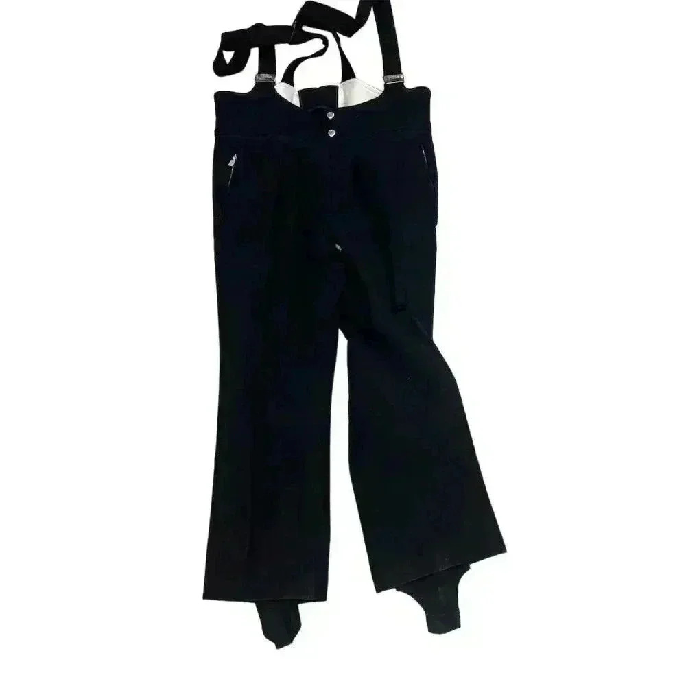 Vintage Fellar  Black Ski Snow Pants Bibs Size 38 Adjustable Straps